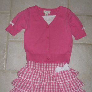 THE CHILDREN'S PLACE GIRL'S SZ 3 T SWEATER AND 24 mo. SKIRT SET PINK & WHITE